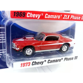 Baldwin Motion 2-pack: 1969 Chevrolet Camaro ZLX Phase III & 1973 Chevrolet Camaro Phase III - skala 1:64 - Johnny Lightning